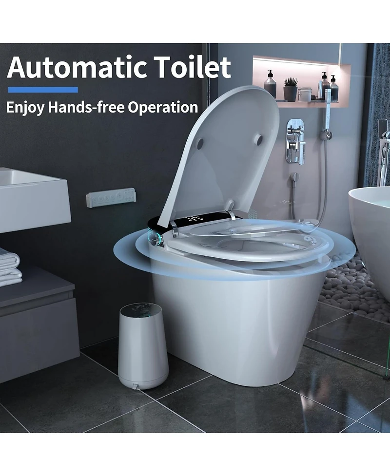 Lalahoo Smart Toilet Bidet with Tank Built in, Auto Open Close Lid, Foot Sensor, Heated Seat, Warm Water Sprayer & Dryer, Aromatherapy System, Modern