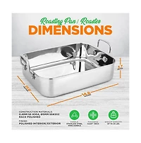 NutriChef 14" Roaster With Polished Rack And Wire Handle