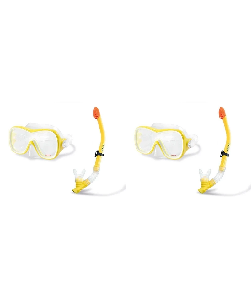 Intex Wave Rider Hypoallergenic Latex Free Mask & Easy Flow Snorkel Set (2 Pack)