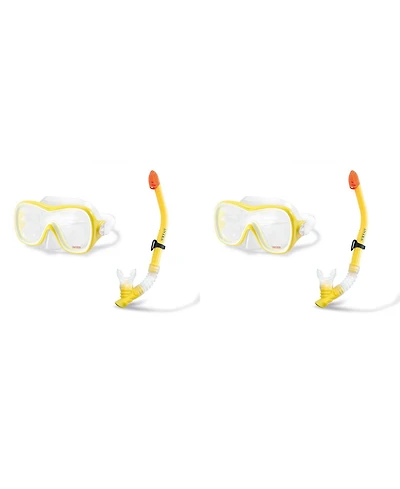 Intex Wave Rider Hypoallergenic Latex Free Mask & Easy Flow Snorkel Set (2 Pack)