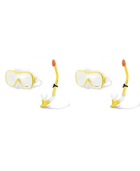 Intex Wave Rider Hypoallergenic Latex Free Mask & Easy Flow Snorkel Set (2 Pack)