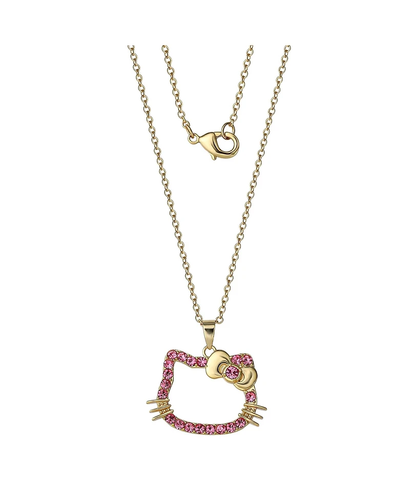 Hello Kitty Sanrio Outline Pink Crystal Pendant