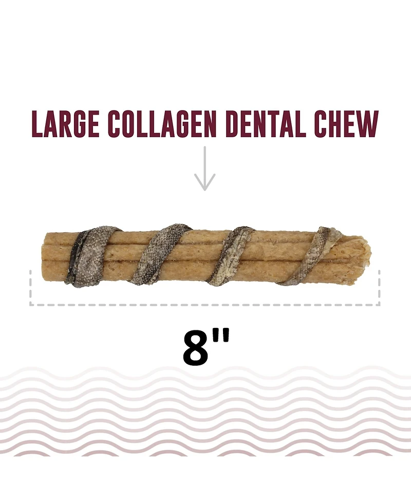 Dental Chew Stick: Beef Collagen Wrapped w/ Fish - 8"