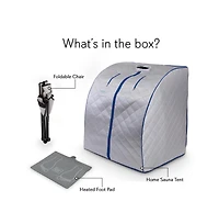 SereneLife Personal Detox Home Sauna With Foldable Chair and Heated Foot Pad (Silver)