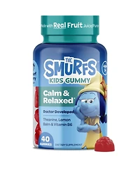 Smurfs Calm & Relaxed Kids Vitamin Gummies, Theanine, Lemon Balm & Vitamin B6 Berry Flavored, 40ct