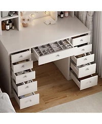 Vanity Desk with Led Lighted Mirror – Makeup Table with Drawers for Bedroom or Dressing Area
