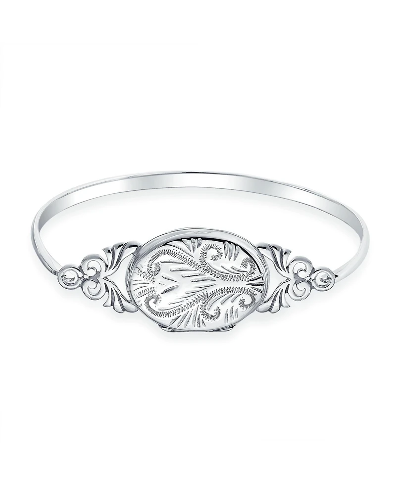 Bling Jewelry Sterling Silver Bangle Bracelet Locket for Photos Keepsake