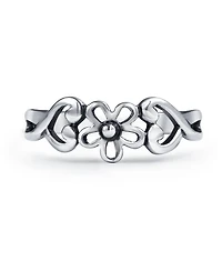Bling Jewelry Flowers Heart Carved Filigree Midi Ring Silver Sterling Mid Finger