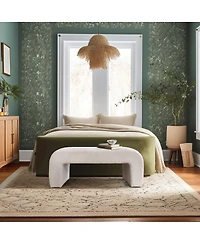 Maison Boucle 47" Upholstered Large Boucle Waterfall Bench Look Storage Bench-Maison Boucle