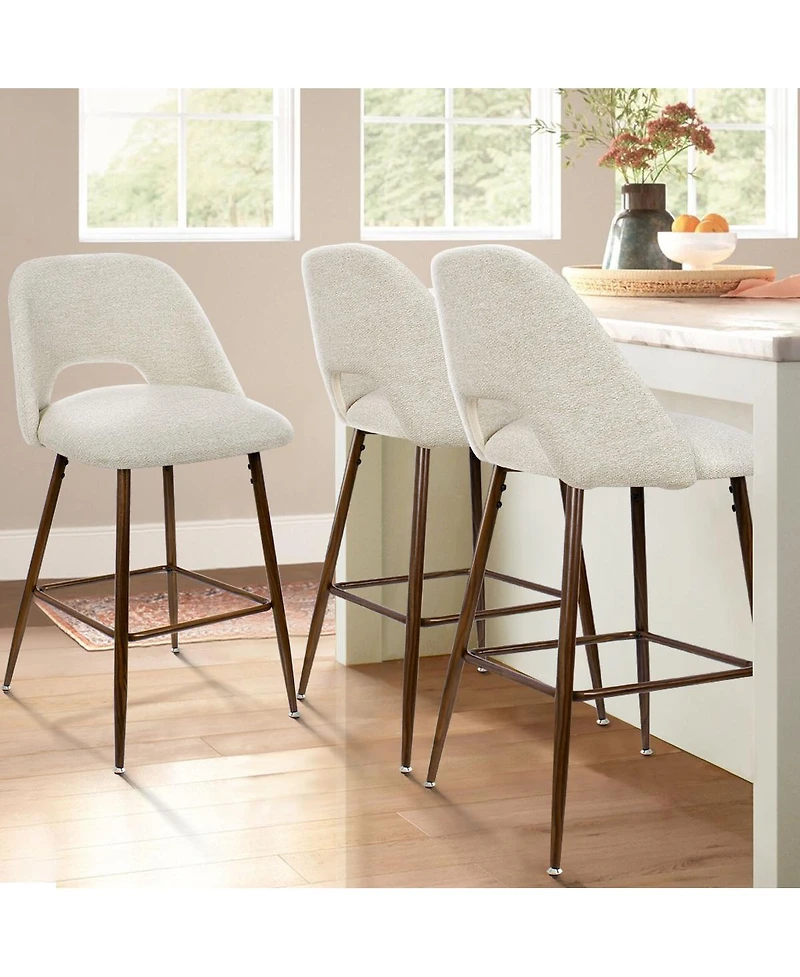 26 Inches Counter Height Stools Set Of 3 with Metal Legs-Maison Boucle