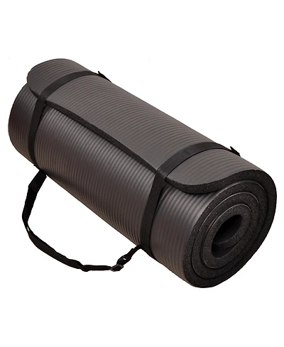 Signature Fitness 1" Extra Thick Exercise Fitness Yoga Mat w/ Carry Strap