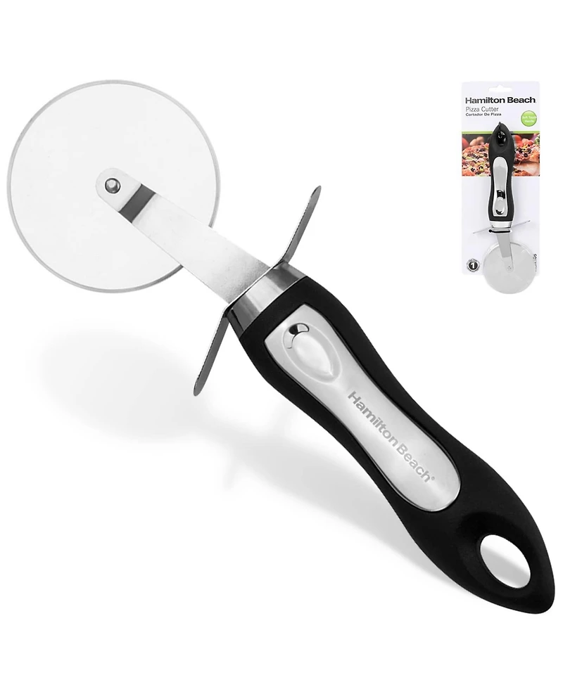 Hamilton Beach Pizza Cutter 8in soft touch handle, Premium Stainless Steel Pizza Slicer, Easy to Clean & Cut Pizza Wheel