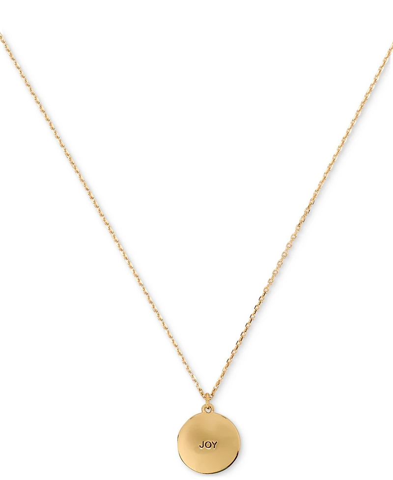 kate spade new york Gold-Tone Color Spark Round Pendant Necklace, 16" + 3" extender