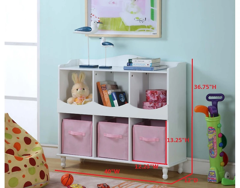 King's Brand 6 Cubby Storage Cabinet, White