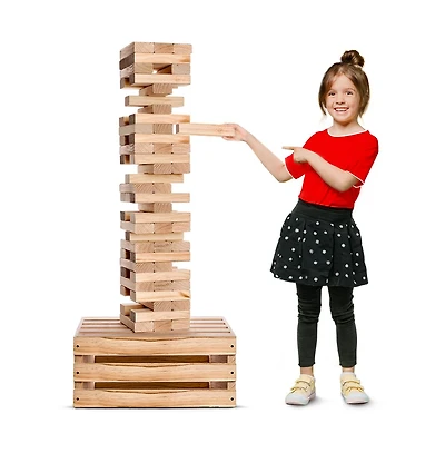 Swooc Premium Giant Tower Game w/ Storage Crate / Outdoor Game Table Set | 60 Large Blocks | Jumbo Lawn Games | Big Yard Game