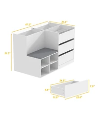 Homsee White 9-Drawers Bedroom Dresser Jewelry Armoire Makeup Island