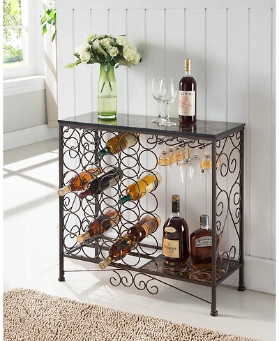 Kings Brand Furniture - Freestanding Wine Rack Table, Liquor Bar Cabinet with Wine Storage - Holds 24 Bottles and Glasses Holder