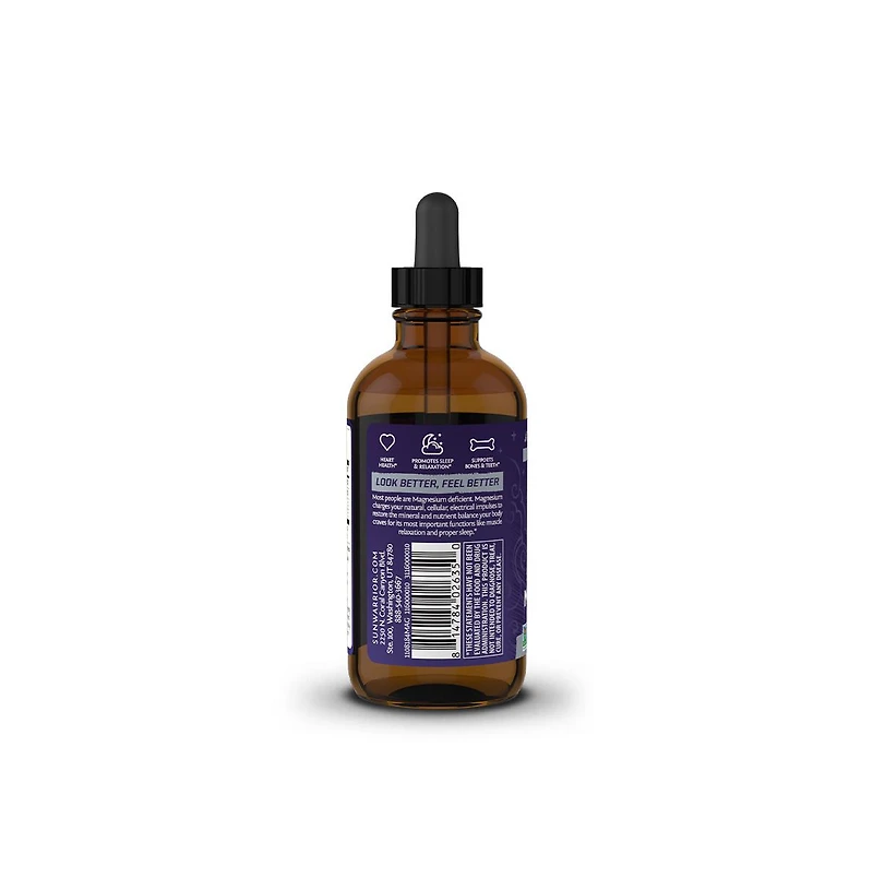 Magnesium Liquid Drink Additive for Muscle and Sleep, Natural Ionic Supplement, Sunwarrior, 4 fl oz