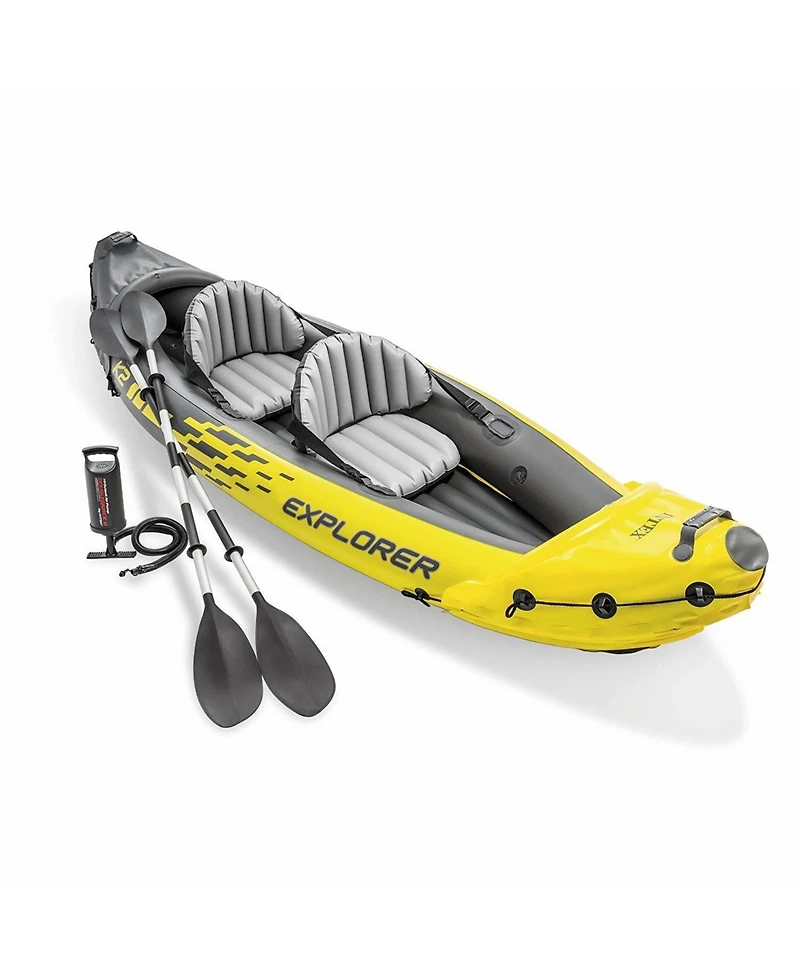 Intex 68307EP Explorer K2 2 Person Inflatable Kayak Set and Air Pump, Yellow