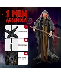 Yescom Animated Halloween Scary Witch 5.3FT Standing Crutch,Sound Activated Led Eyes,Party Decoration 2024