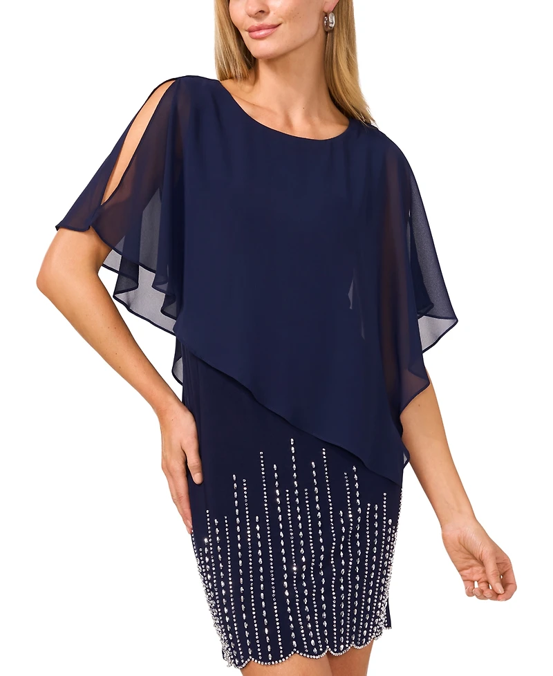Msk Women's Cape-Overlay Cocktail Dress