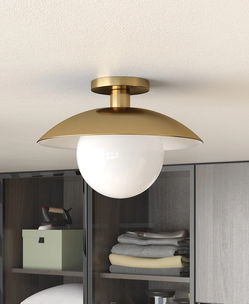 Hudson & Canal 14.5" Metal Alvia Wide Semi Flush Mount