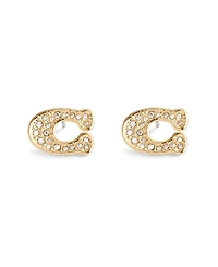 Coach Faux Stone Signature Pave C Stud Earrings