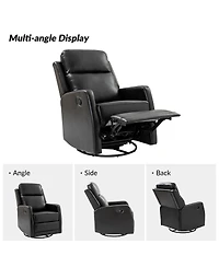 Hulala Home Donat Faux Leather Swivel Recliner