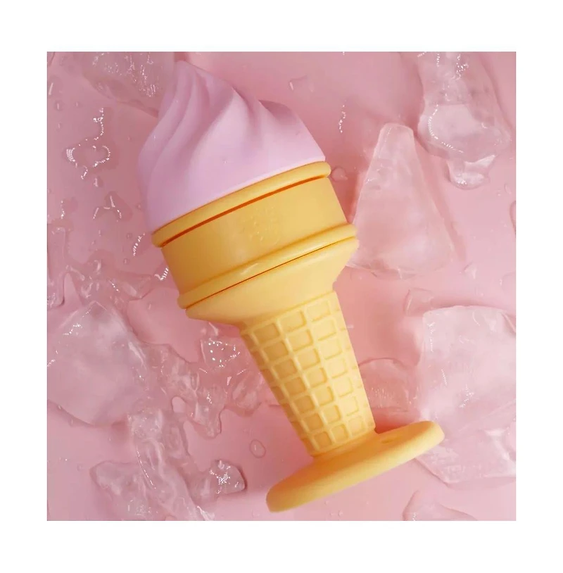 Smily Mia Freezable Ice Cream Baby Teether Toy for Infants 3-18 Months, Used to Soothe Teething Pain - Peach Pink