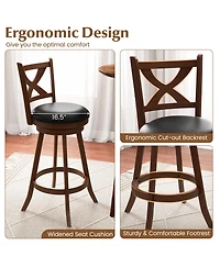 Set of 2 Bar Stools 30'' Classic Bar Height Swivel Chairs for Kitchen Pub