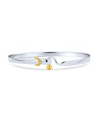 Bling Jewelry Two Tone Stacking Functional Hook And Eye Catch Bangle Bracelet Yellow Gold Platerd Sterling Silver Adjustable 7-8 Inch