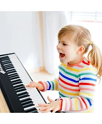 Gymax 61 Key Full Size Folding Piano Semi-Weighted Keyboard Midi Wireless Connection