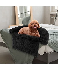 Costway Plush Calming Dog Couch Bed with Anti-Slip Bottom Plush Mat for Small Dogs & Cats