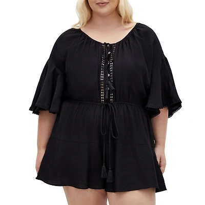 City Chic Plus Harlow Lace Playsuit