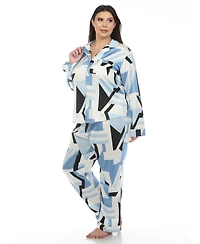 White Mark Plus Printed Satin Pajama Set