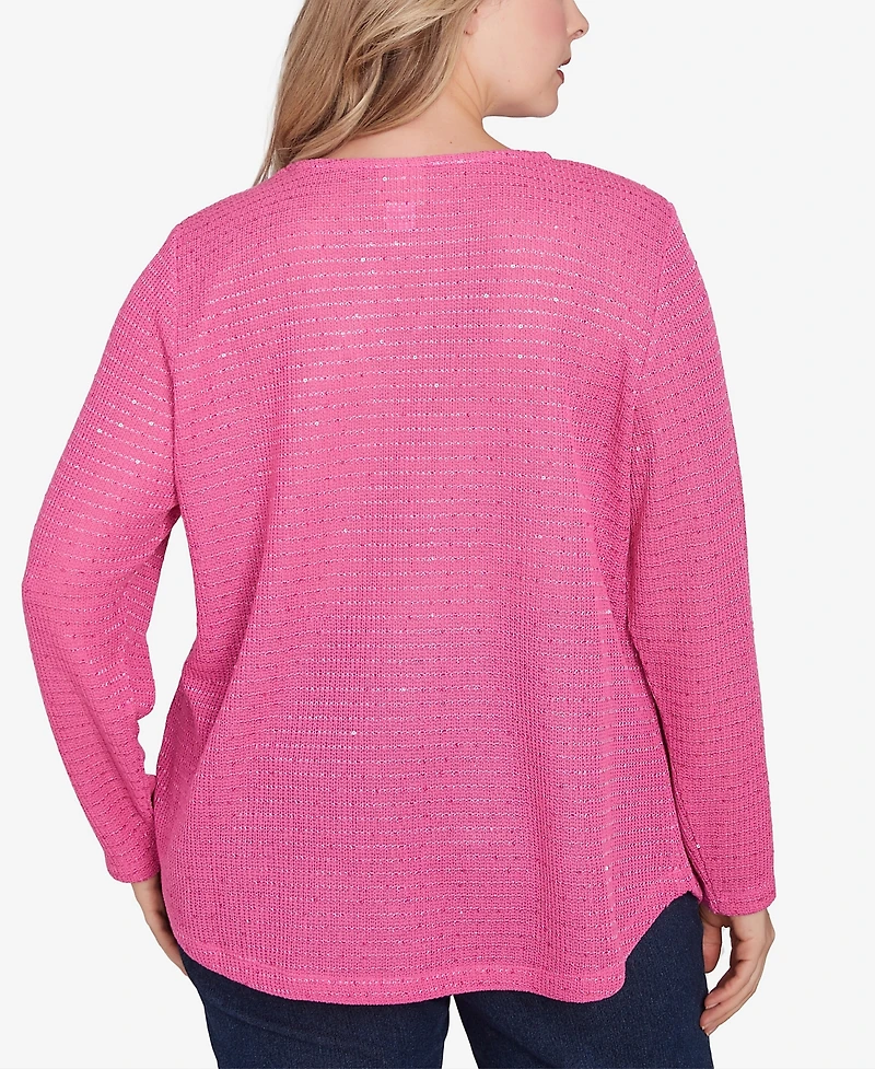 Ruby Rd. Plus Diamond Detail Sequin Knit Top