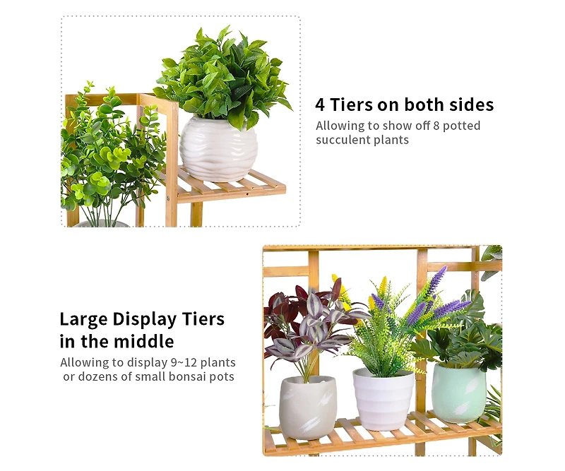 Unho Garden Potted Flower Plant Stand 9 Tier Wood Corner Display Shelf Shelving Rack