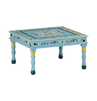 vidaXL Coffee Table Turquoise Hand Painted Solid Wood Mango