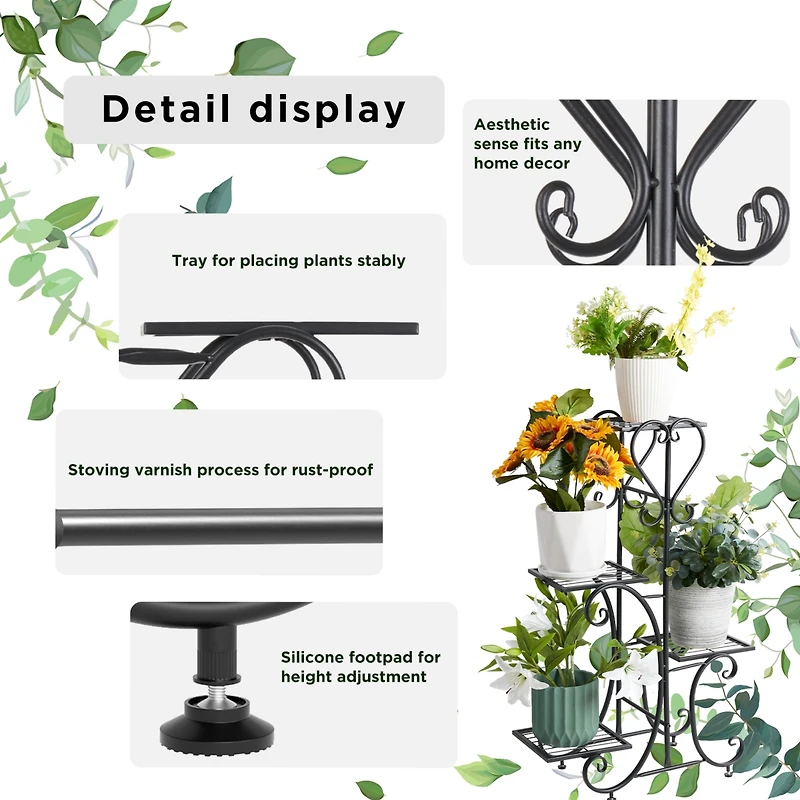 Unho 4 Tier Plant Stand Outdoor Garden Metal Flower Display Rack Shelf Home Decor