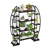 Unho Industrial Curved Oval Bookshelf Metal Multi-tiered Flower Pot Rack Garden Stand