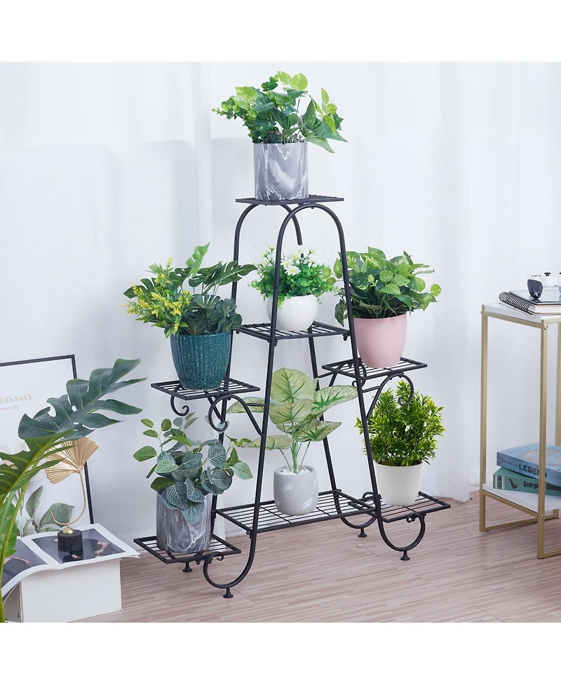 Unho 7 Tier Metal Plant Holder Stand Patio Corner Plant Shelf Decorative Flower Stand