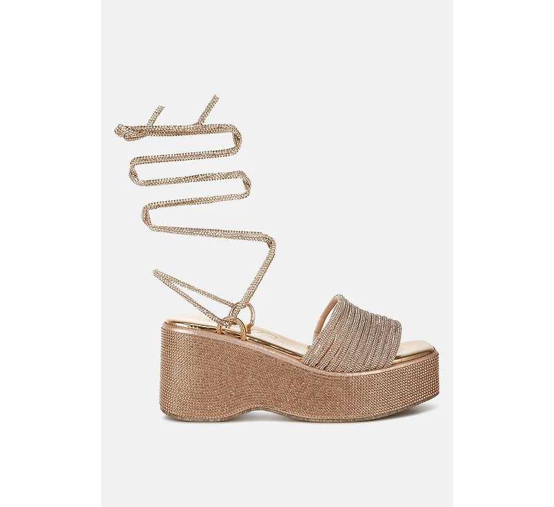 Swifties Rhinestone Embellished Lace-Up Sandals