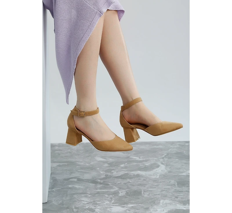 Rozita Microfiber Block Heel Sandals Women