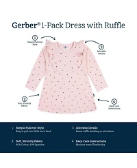 Gerber Toddler Girls Long Sleeve Ruffle Dress