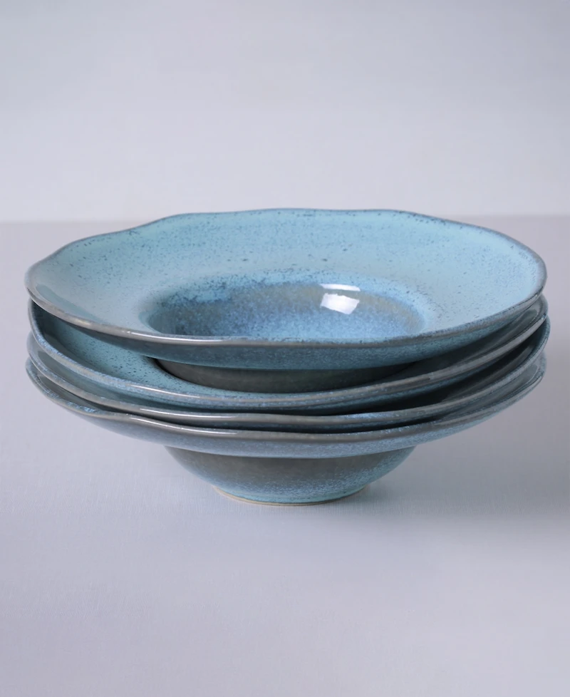 Porto Brasil 11.02" Stoneware Deep Rim Plates, Set of 4