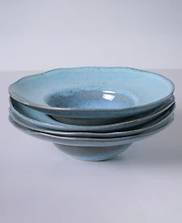 Porto Brasil 11.02" Stoneware Deep Rim Plates, Set of 4