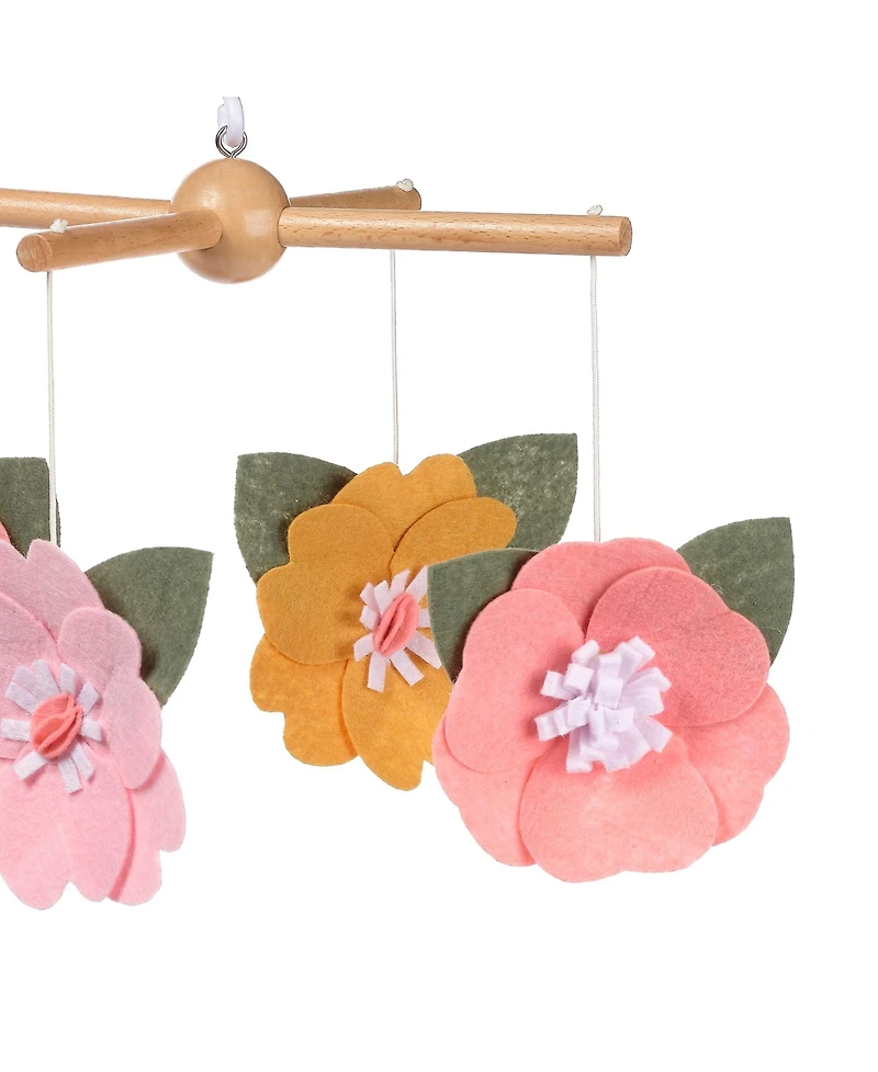 Lambs & Ivy Little Garden Felt Flowers Musical Baby Crib Mobile Soother Toy