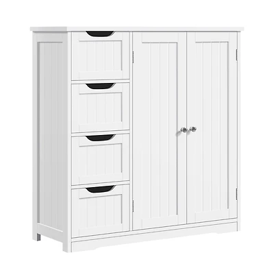 Yaheetech Bathroom Storage Cabinet with 4 Drawers and Double Doors