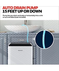 Honeywell 2024 New! 50-Pint Energy Star Dehumidifier with Pump for 4,000 Sq Ft – Laundry Mode, Auto-Comfort Mode & Thermal Overload Protection,