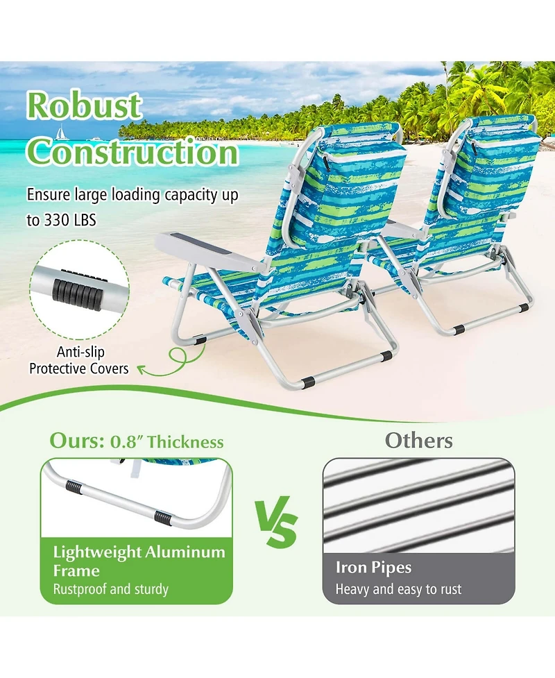 Pcs Folding Beach Chair Adult Lightweight Aluminum Camping Chair with Storage Bag